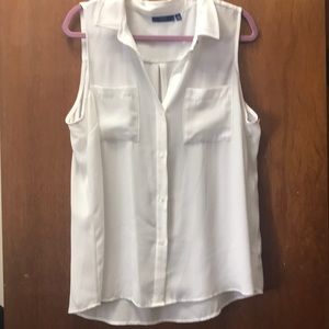Sleeveless white blouse